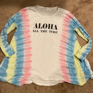 NWT Vintage Havana Aloha all the time hawaii loversized tie dye sweater